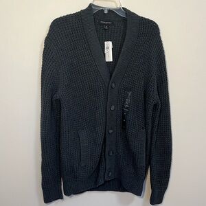 Banana Republic cardigan sweater med gray chunky knit tunic button cotton blend